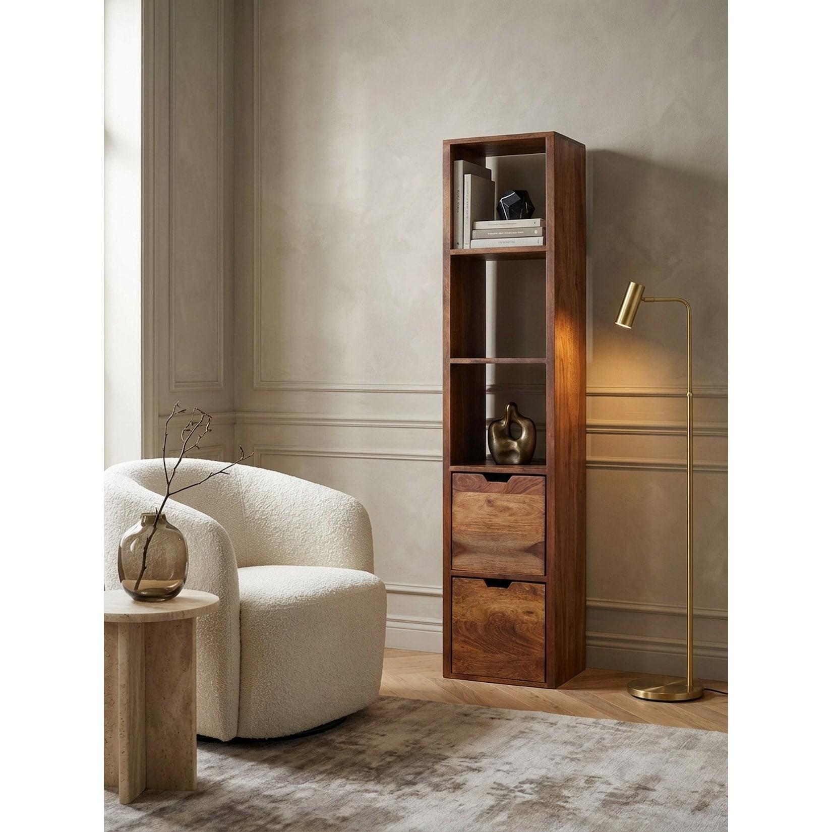 Wandregal Massivholz Modern Stil 35x150x30 cm mit Schubladen