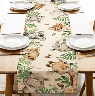 Uplift Curations Vintage Floral Bird Linen Table Runner Farmhouse Kitchen Dining Decor 02 59x13inch