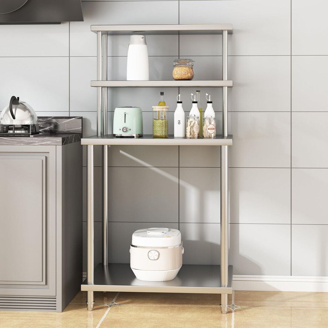 Rio 76 cm W Steel Shelving Unit Stainless Steel 140cm H X 76cm W X 60cm D