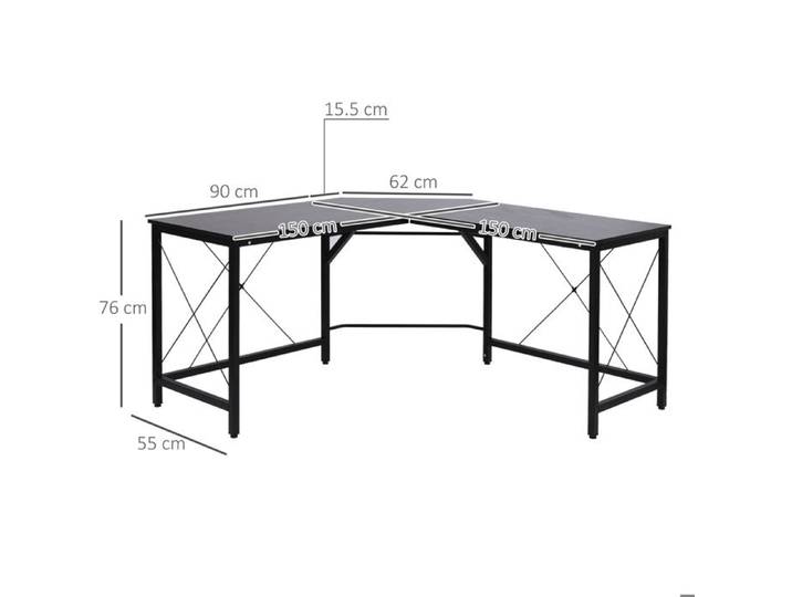 Bureau d'ordinateur en L Bureau d'angle 150x150x76cm MDF noir bureau d'angle moderne pour le bureau et le home office