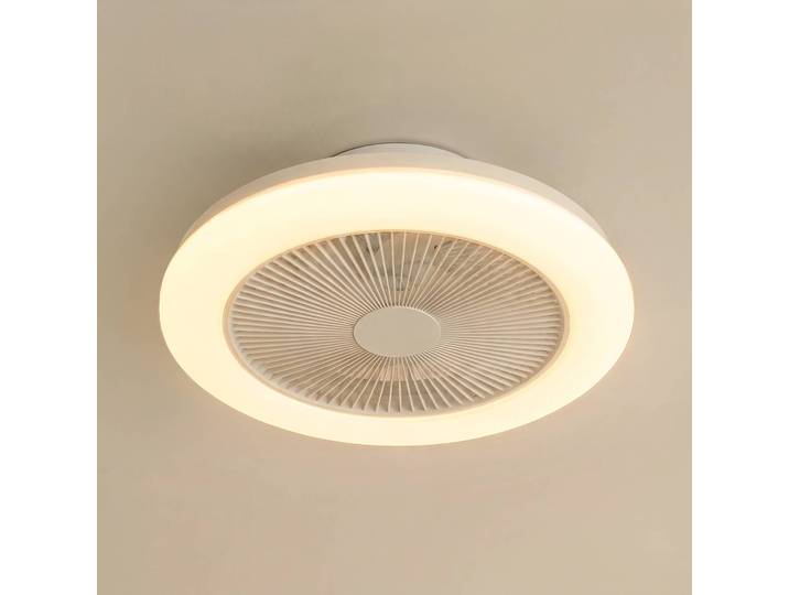 Lindby LED-Deckenventilator Vedin, weiß, DC, Ø 45 cm, RGBW Vedin Lindby, dimmbar, weiß / opal, für Wohn- / Esszimmer, Kunststoff, Modern