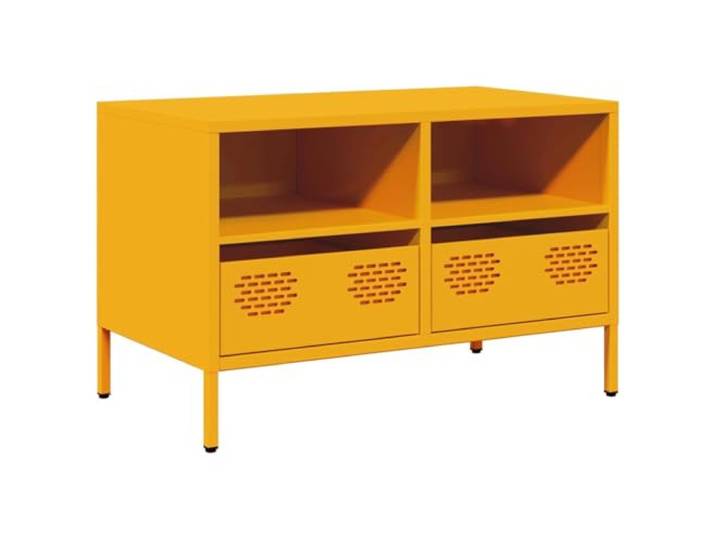 KGFHERENB TV-Schrank Metall Lowboard 68x39x43,5 cm Senfgelb Kompakte TV-Bank im Industrie-Design mit 2 Fächern für Wohnzimmer und Schlafzimmer, schafft strukturierte Ordnung im Raum.