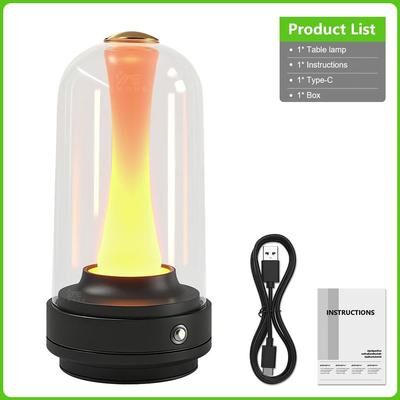 Uplift Picks Rechargeable Candle Mood Lamp With Touch Control For Cozy Room Decor black (a) usb Rechargeable