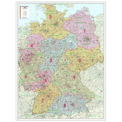 Postleitzahlenkarte Deutschland als Poster, mit Leisten, Buch von , INTERKART Landkarten & Globen