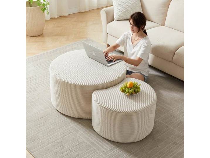 Table basse multifonctionnelle capitonnée - Style moderne - Aucun assemblage requis - Peut servir de coussin de repose-pieds