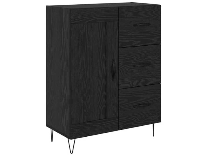 Fisinber Sideboard Schwarze Eiche 69,5x34x90 cm Kommode mit Türen Stabiler Schrank aus Holzwerkstoff mit Haarnadelbeinen aus Eisen für Wohnzimmer und Flur.
