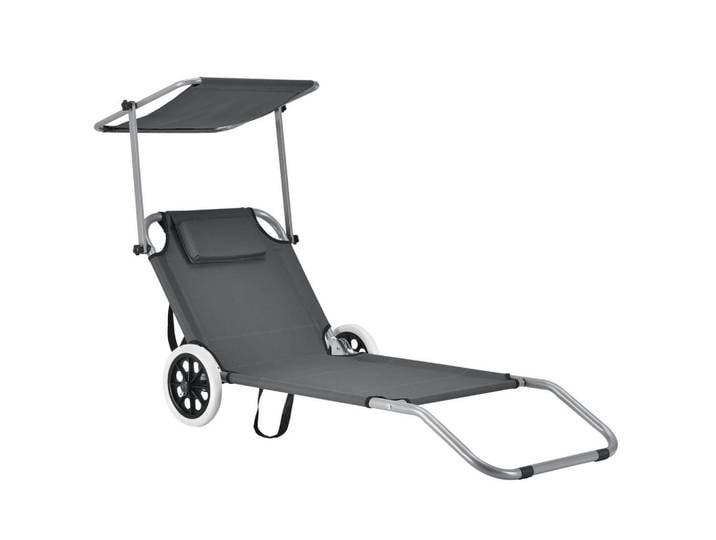 casa.pro Sonnenliege Falun, Anthrazit, Metall, 62x60x146 cm, Gartenmöbel, Gartenliegen