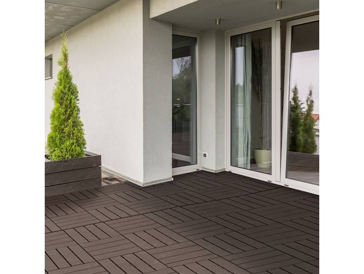 Outsunny Caillebotis Composite Imitation Bois 9pcs