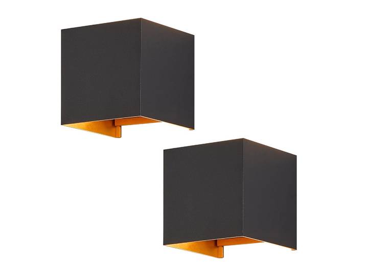Nettlife LED Wandleuchte Inspiration 2er-Set, Schwarz, Metall, LED integrated, 10x10x10 cm, Lampen & Leuchten, Innenbeleuchtung, Wandleuchten