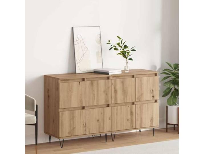 HEFZGDB Klassische Sideboards 2 STK. Artisan-Eiche-Optik Holzwerkstoff mit zeitlosem Design bieten viel Stauraum und Organisationsmöglichkeiten zur Aufbewahrung und Präsentation von Deko