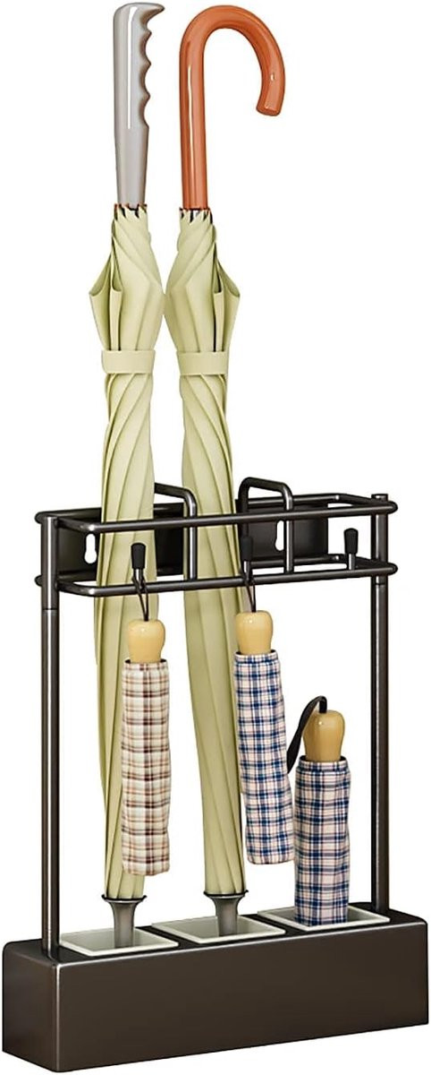 Zwarte Paraplu Houder voor Wandmontage - Paraplu Stand voor Hal Organisatie - B/D/H: 34 x 8,5 x 40,8 cm