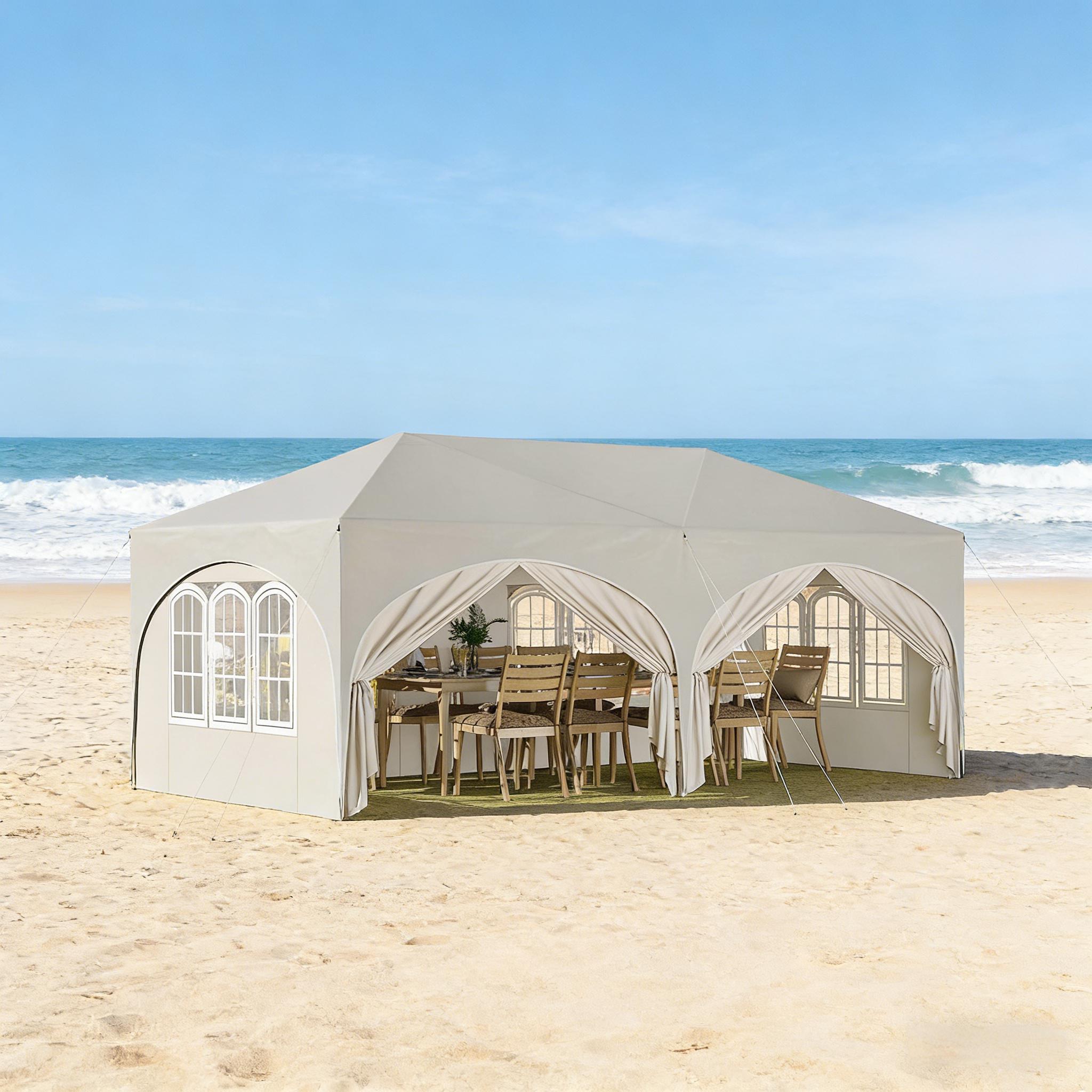 3x6m Klapppavillon Gazebo mit 6 Seitenwänden verstellbare Höhe wasserdicht UV-Schutz Parteizelt mit Tragetasche