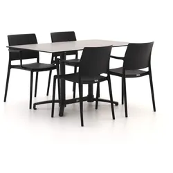 Forza Sile/Canzo 140 cm Gartenmöbel-Set 5-teilig stapelbar klappbar