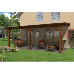 Skan Holz Terrassenüberdachung Andria 648x300cm nussbaum aus Leimholz