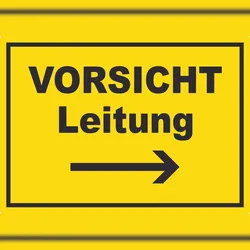 HB-Druck Vorsicht Leitung mit Richtungspfeil rechts Aufkleber A5 (148x210mm)