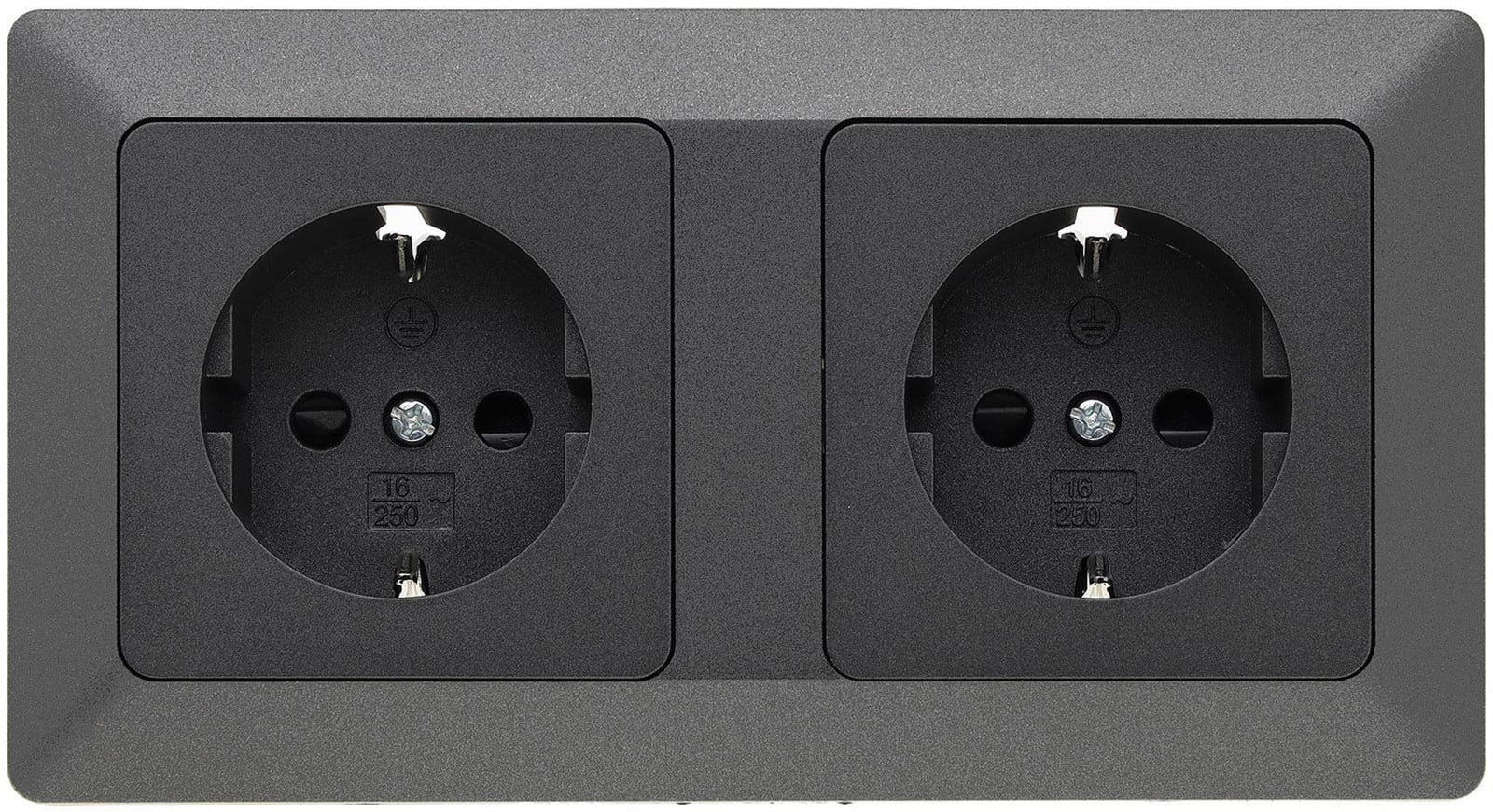 Chilitec MILOS Set met 2 stopcontacten en 2-voudige inbouwdoos, 250V/16A, antraciet