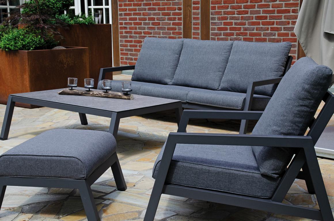 MUESING Lounge-Tisch Empire Alu/anthrazit/Glaspl atte SonnenPartner 16906030