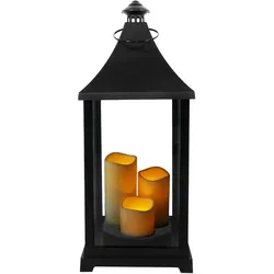 Mojawo, LED Laterne, XXL Laterne Windlicht Stalllaterne Gartenlaterne + 3 LED Kerzen Timer