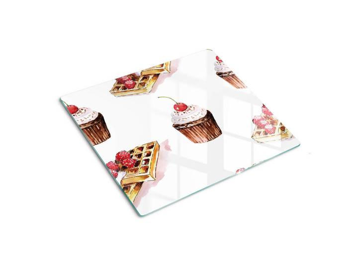 Tulup Glasplatte 60x52 cm Nachtisch, Rot, Glas, 60x0.4x52 cm, Küchen, Küchenelektrogeräte, Herde, Herdabdeckplatten