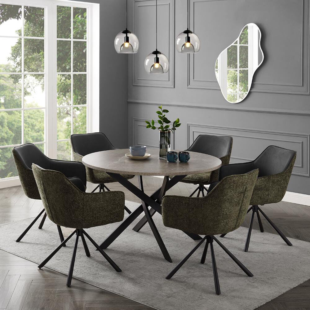 George Oliver Copemish 6 -Person Stone Dining Set Beige/Gray 6