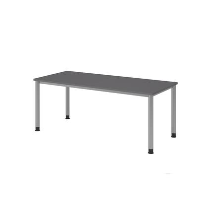 Hammerbacher-Schreibtisch 4Fuß-rd.180x80cm Graphit/Silber-VHS19/G/S