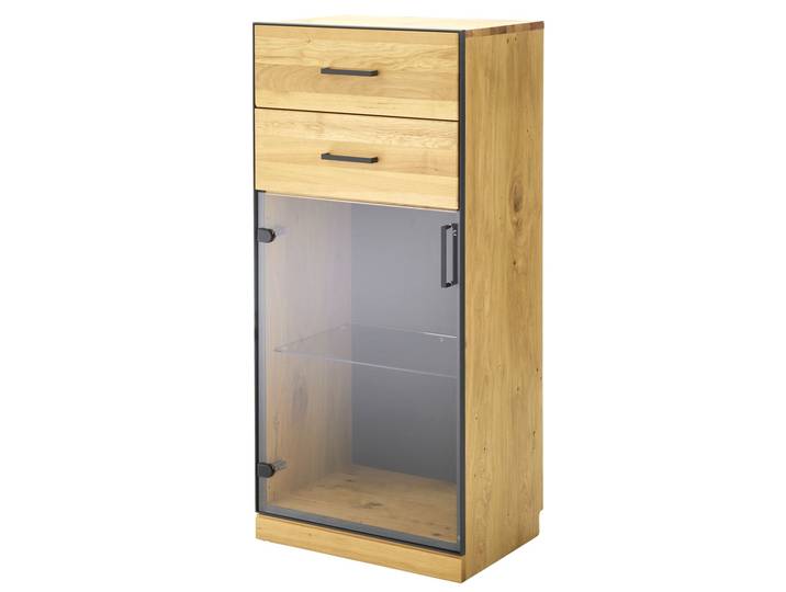 Linea Natura Vitrinenschrank LINKS ADMIRAL, wildeiche, Teilmassiv