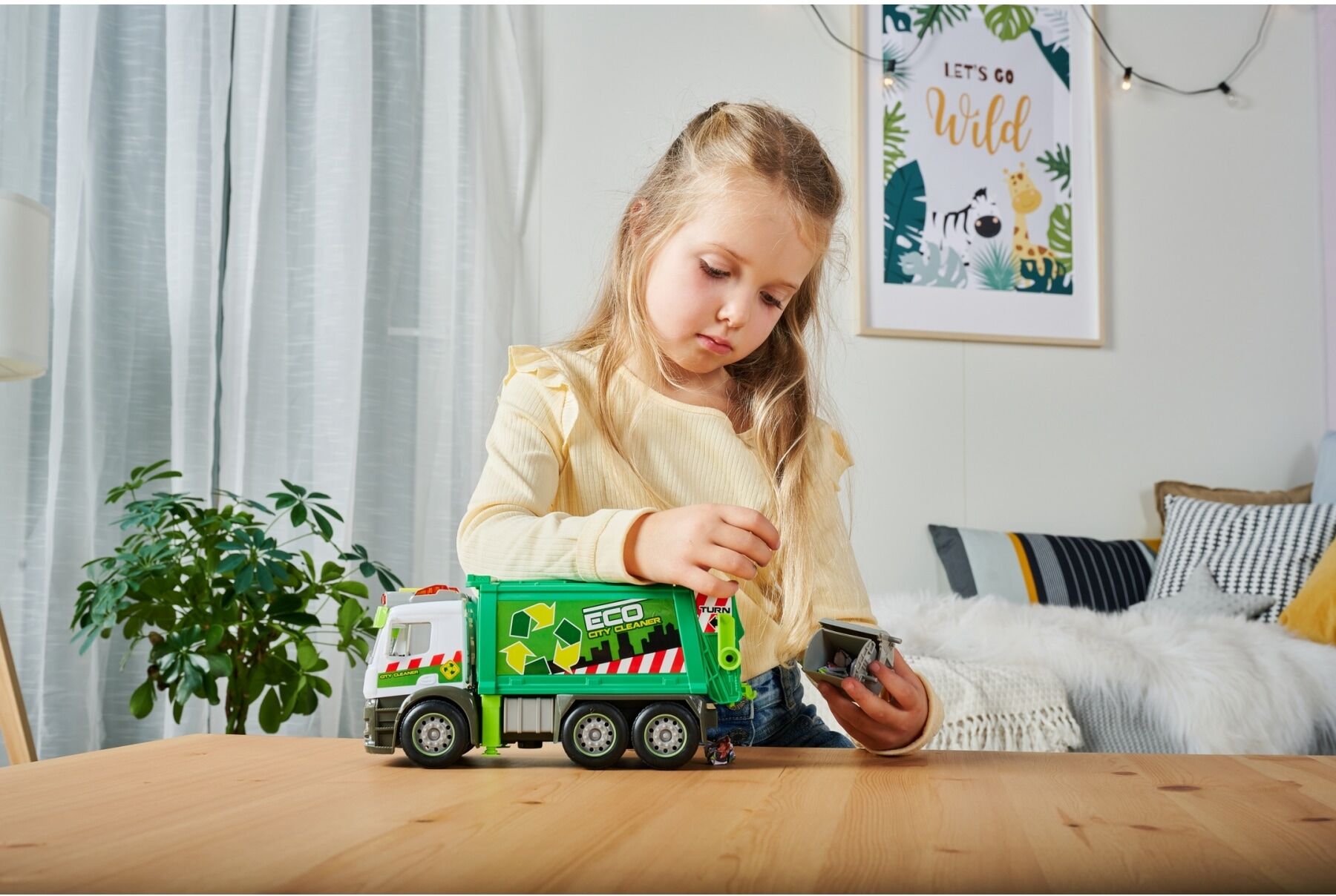 Spielzeug-Müllwagen DICKIE TOYS "Action Truck Müllauto", grün, weiß, Spielzeugfahrzeuge, Kinder, Kunststoff, Spielzeug-Müllwagen, mit Licht und Sound