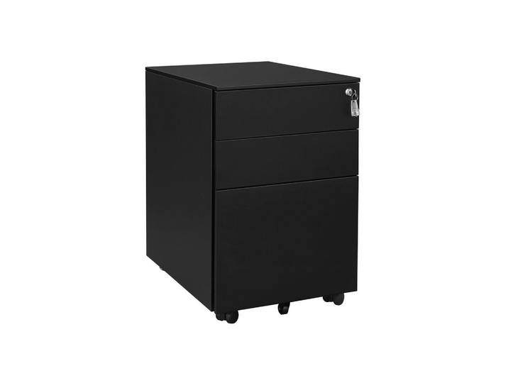 Hansiro Rollcontainer, Schwarz, Metall, 39x52x52 cm, Büromöbel, Schreibtischcontainer, Rollcontainer