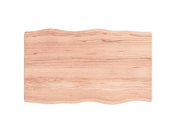 LAPOOH Tischplatte 100x60x4 cm Massivholz Eiche Behandelt Baumkante, Arbeitsplatte, Waschtischplatte, Bürotischplatte - 363954