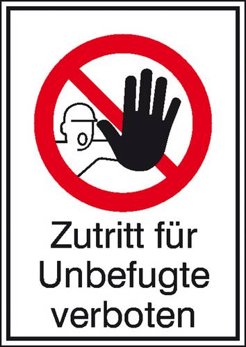 Verbotsschild Zutritt für Unbefugte verboten, Hygiene und Abstand Aluminium (B x H) 210mm x 297mm DIN 4844-2 1St.
