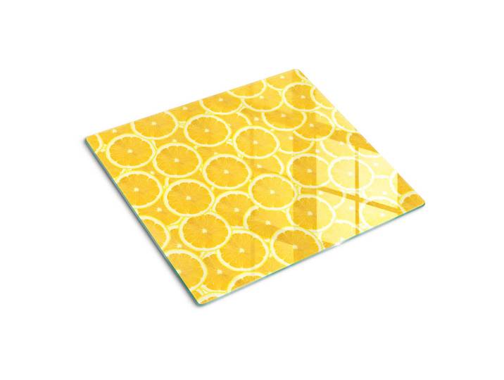 Tulup Glasplatte 60x52 cm Zitronenscheiben, Gelb, Glas, 60x0.4x52 cm, Küchen, Küchenelektrogeräte, Herde, Herdabdeckplatten