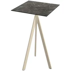 Feros Infinity Tripod Stehtisch Sand frame + Galaxy Marble HPL 70x70 cm