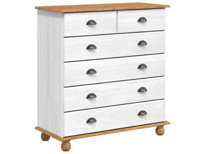 HBBMGYD Kommode ASKIM weiß 91 x 40 x 95,5 cm Kiefer massiv Kommode weiß, massives Kiefernholz, mehrere Schubladen mit Zugband, minimalistischer Stil, Schlafzimmer oder Wohnzimmer