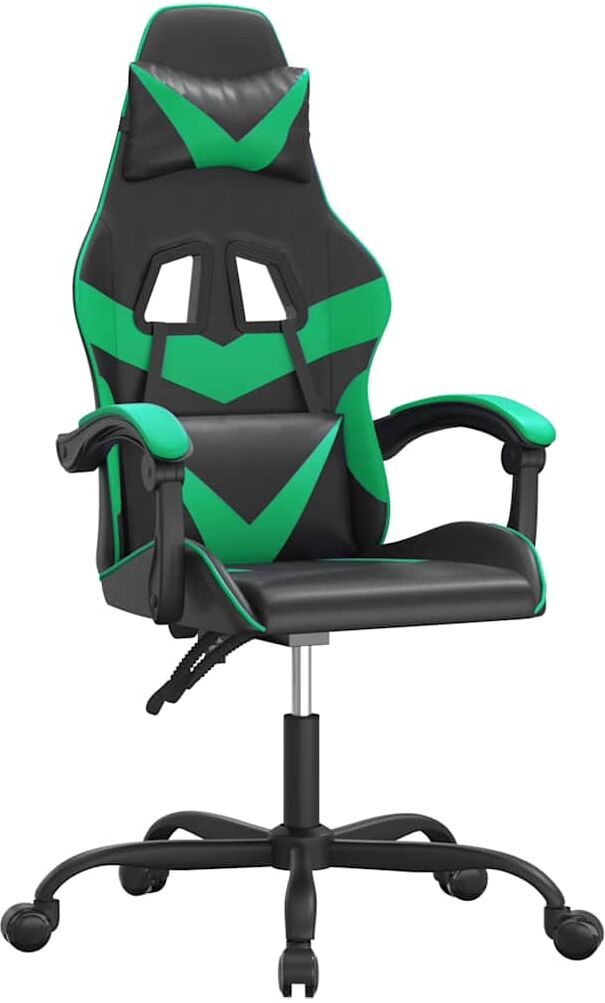 vidaXL Chaise de jeu Noir et vert Similicuir
