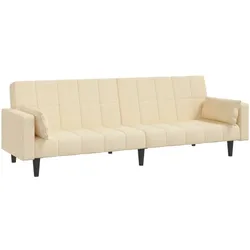 vidaXL Schlafsofa 2-Sitzer mit 2 Kissen Creme Stoff