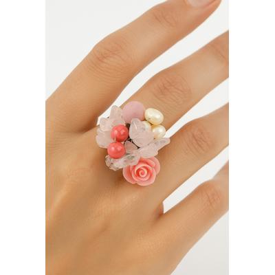 Fingerring "Rosalia", rosa, COLLEZIONE ALESSANDRO, Fingerringe, Damen, Glas, Fingerring