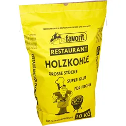 Favorit, Holzkohle, Restaurant - Holzkohle 10 kg ( Premium Qualität, erhöhte Brenndauer, besonders grosse Körnung (10 kg)