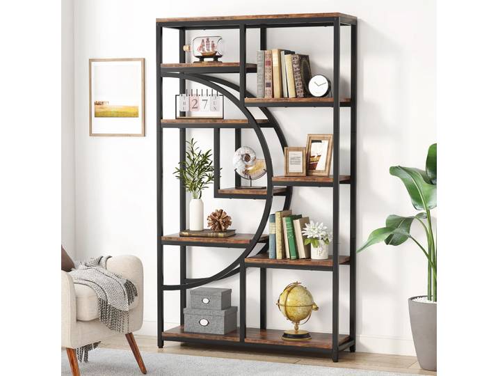 Tribesigns Bibliothèque industrielle Etagere à 5 niveaux, étagères hautes autoportantes, présentoir, organisateur de rangement