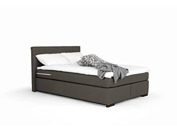 Mivano Beast Boxbett, Komfortables Bett mit Durchgehender Matratze (H3) und Topper, Flachgewebe Jam Dunkelgrau, Liegefläche 140 x 200 cm