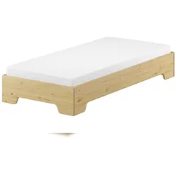 Erst-Holz Kastenbett Jugend Bett, Holz-Bett 90x200 Massivholz Kiefer mit Rollrost Matratze 60.56-09M
