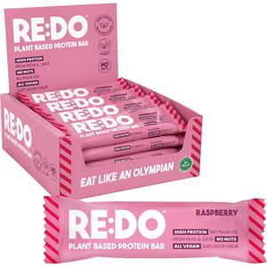 REDO Proteinriegel Plant Based Protein Bar, 18 Riegel, Raspberry Rules, je 60 g, pro Riegel 12 g Protein