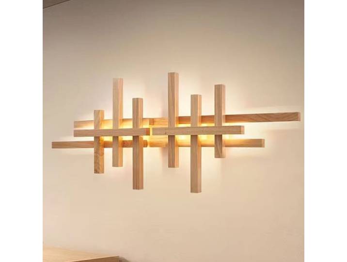 Lampe murale décorative moderne en bois pour salon et chambre à coucher, éclairage LED, jaune, modèle A, moyen, 80x41, en rupture de stock