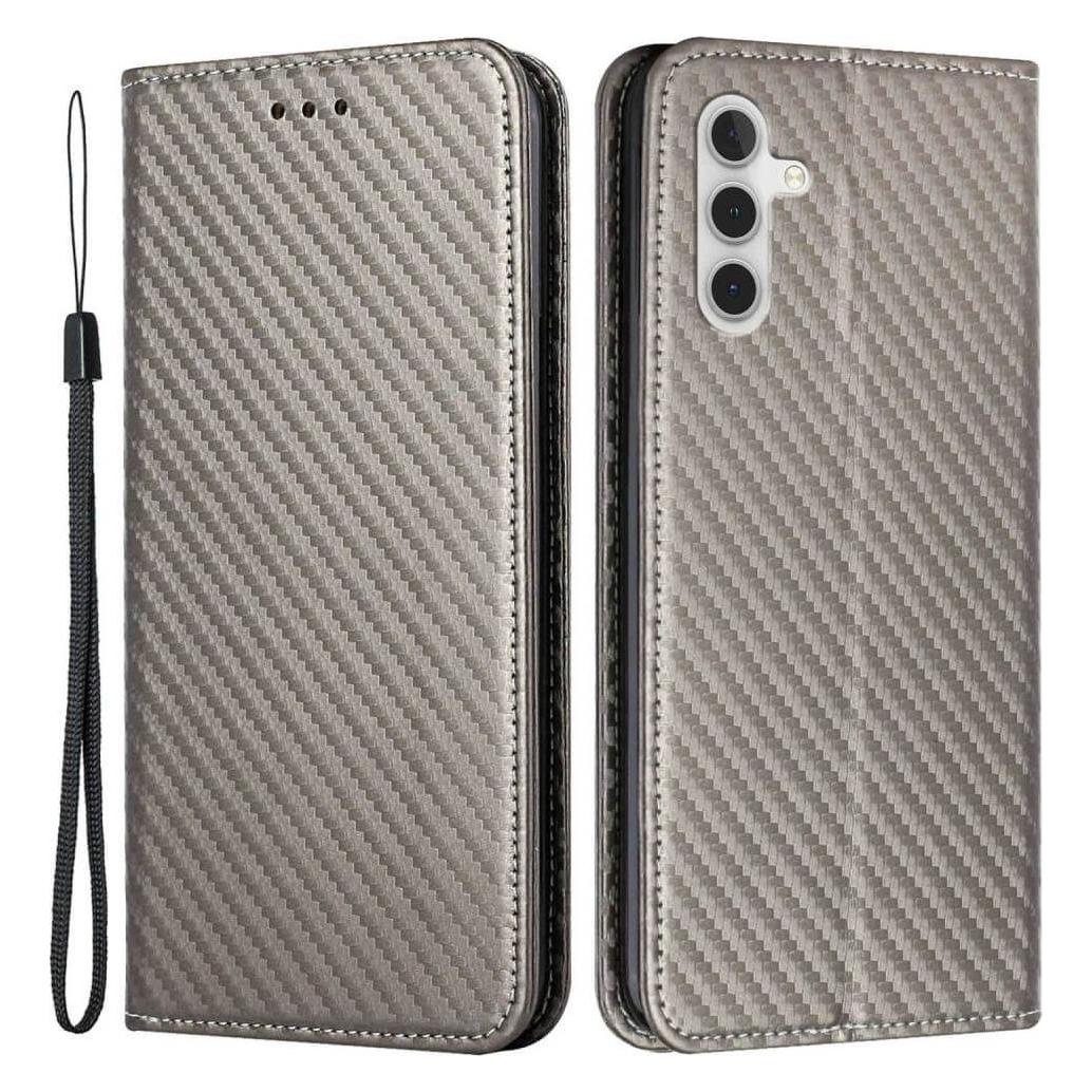 Cover-Discount Galaxy A14 - Carbon Look Flip Case Hülle grau (Samsung Galaxy A14) (660117102E)