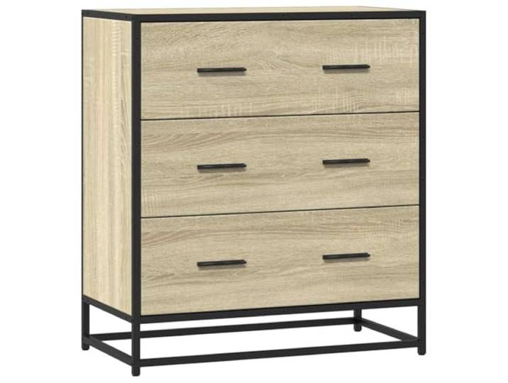 KGHFDVB Sideboard Sonoma-Eiche 68x35x76 cm Holzwerkstoff 3 Schubladen, Metallgestell, Industriestil, Stauraum für Essgeschirr