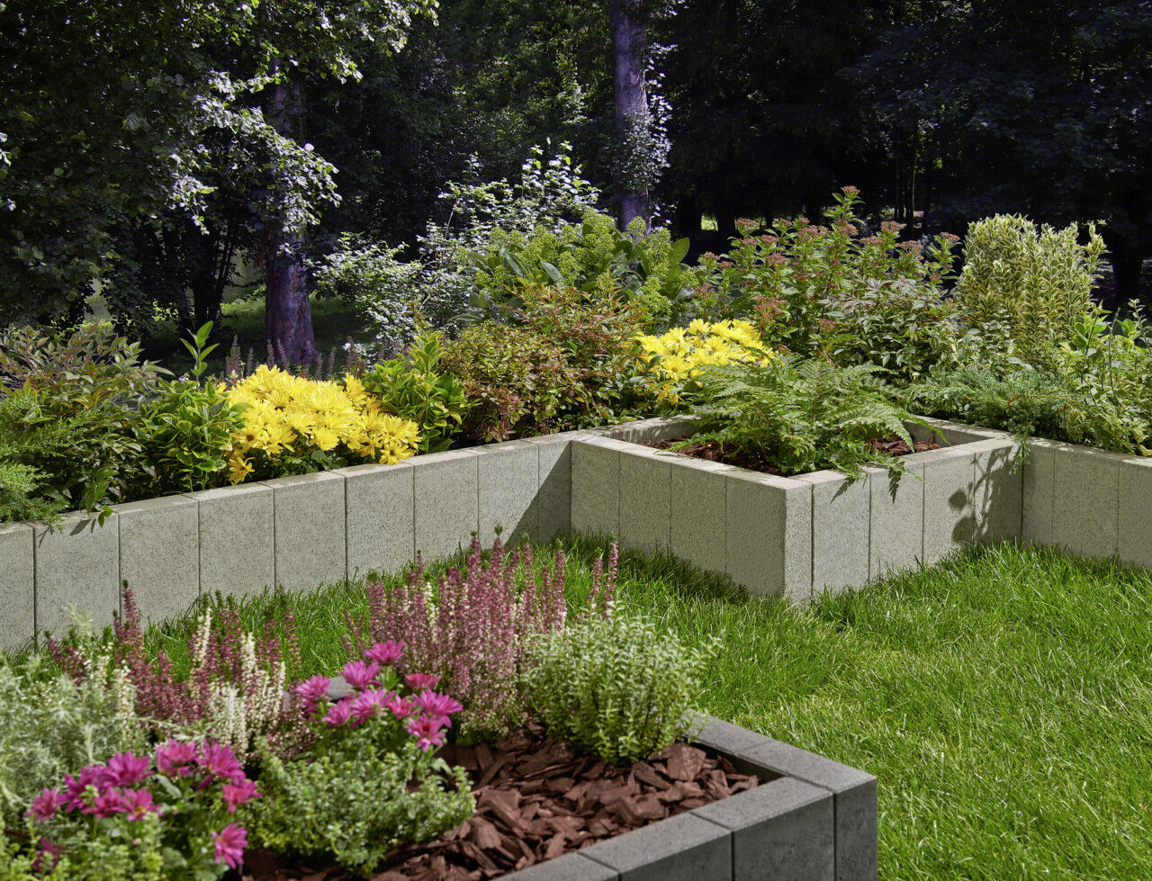Kann Palisade Rechteck 50 x 25 x 6 cm grau
