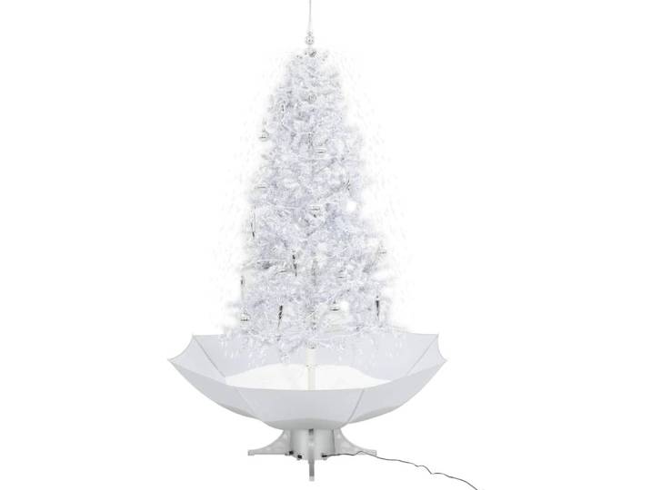 vidaXL Schneiender Weihnachtsbaum mit Schirmfuß Weiß 190 cm
