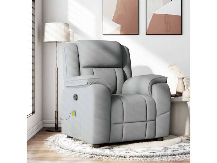 vidaXL Massagesessel, Massagesessel Hellgrau Stoff