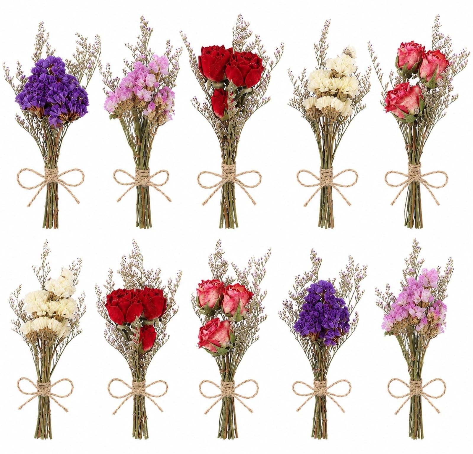 Miniatuurboeketten met gedroogde bloemen voor decoratie