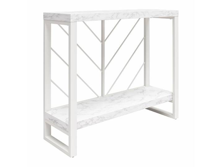 Table console avec 1 étagère en effet marbre blanc