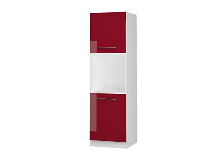Vicco Herdumbauschrank Fame-Line , Bordeaux Hochglanz/Weiß 60 cm MDF-Front · Soft-Close · Höhenverst. Füße · Metallgriffe · Einfache Integration